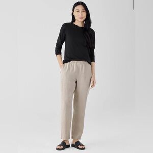 👖 Eileen Fisher Organic Linen Tapered‎ Pant Elastic Waist Sz M 👖